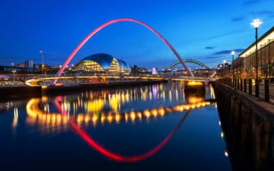 Gateshead Council lighting the Millennium Bridge Red for World Aids Day 2025